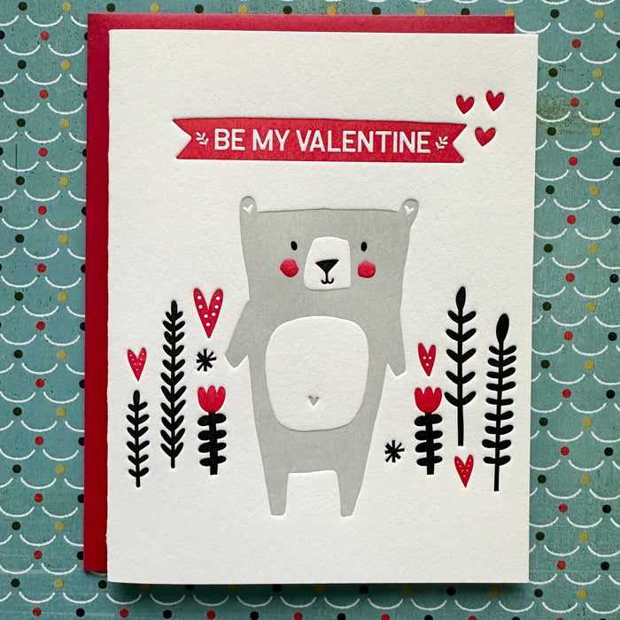 Valentine Bear - letterpress card
