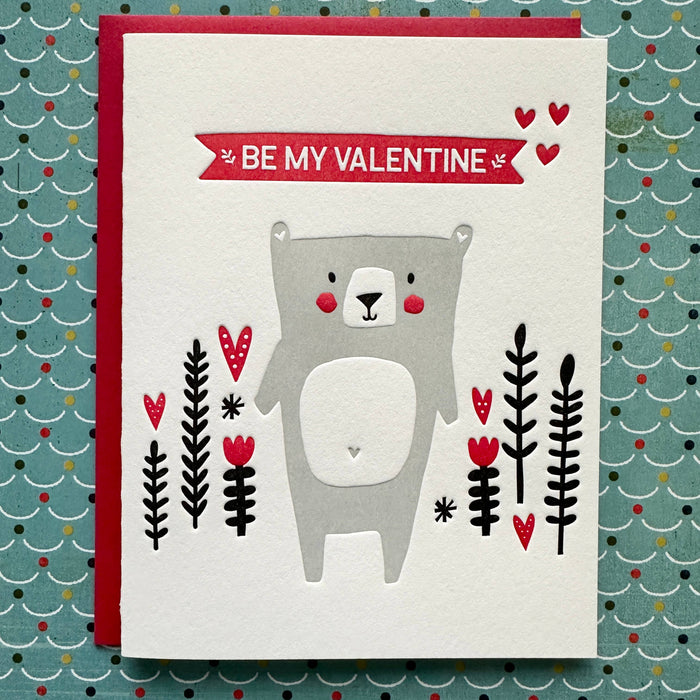 Valentine Bear - letterpress card