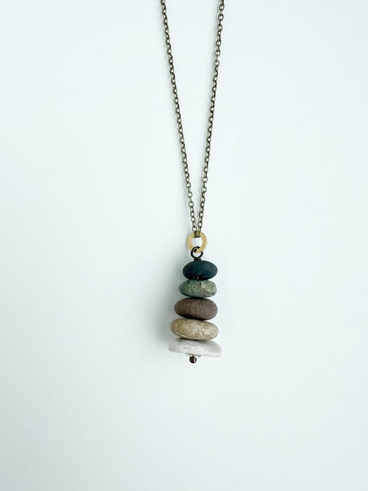 Lake Stone Cairn Charm Necklace (18" Chain)
