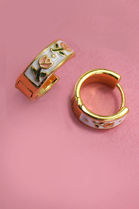 Vintage Floral Huggie Hoop Earring