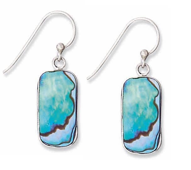Rectangular Paua Shell Sterling Silver Earring