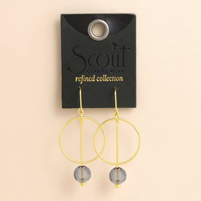 Refined Glass Drop Earrings - Smoke/Gold