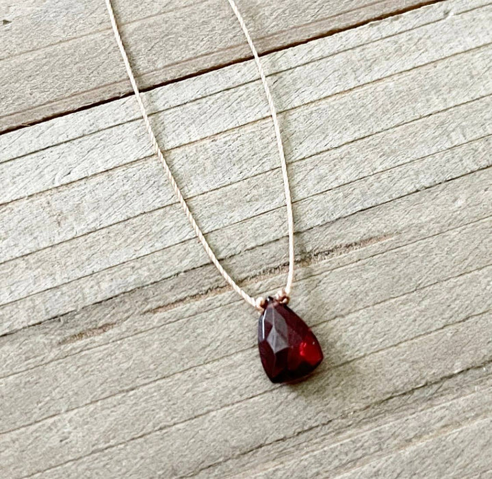 Garnet Trillion Cord Necklace