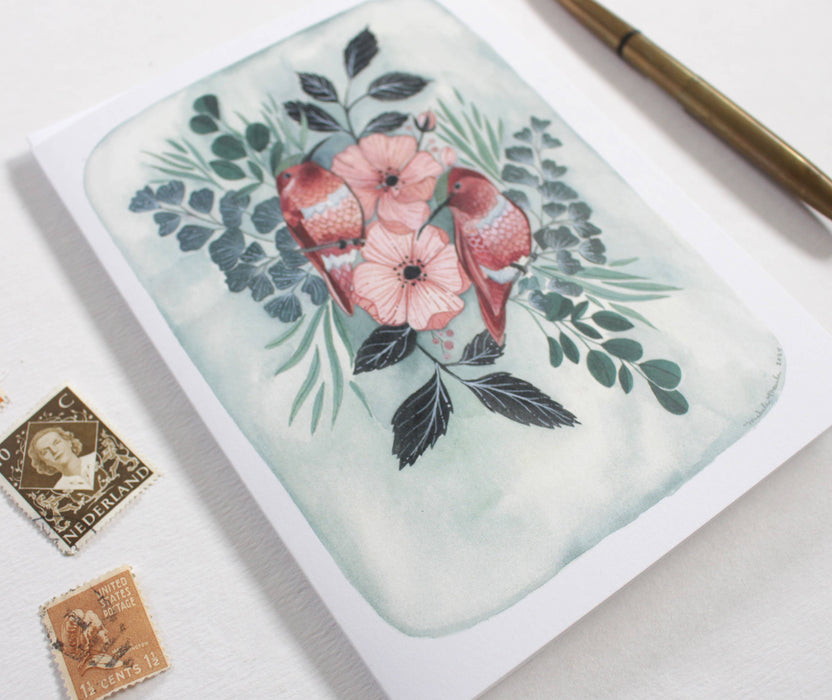 Two Hummingbirds Blank Greeting Card