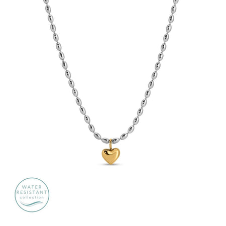 Necklace with a gold heart pendant on a white background