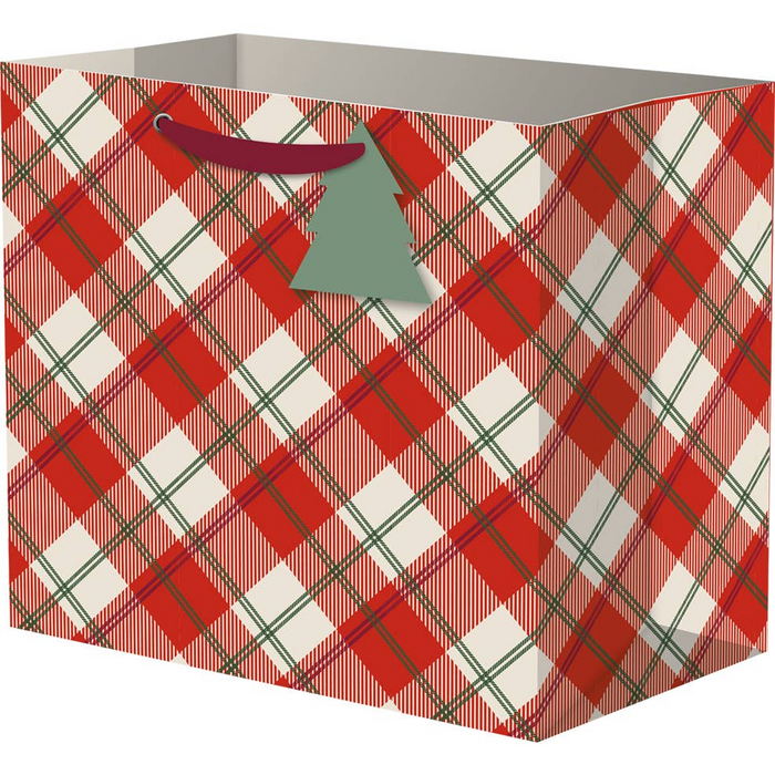 Tradition Plaid Large Square Holiday Gift Bag