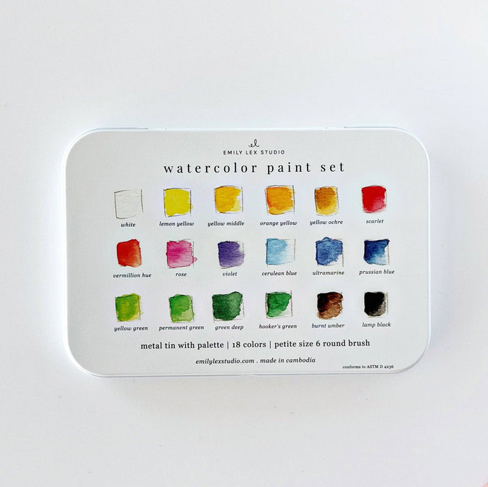 Watercolor paint set 18 colors with brush