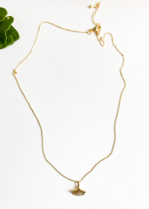 Gold Ginkgo Leaf Necklace