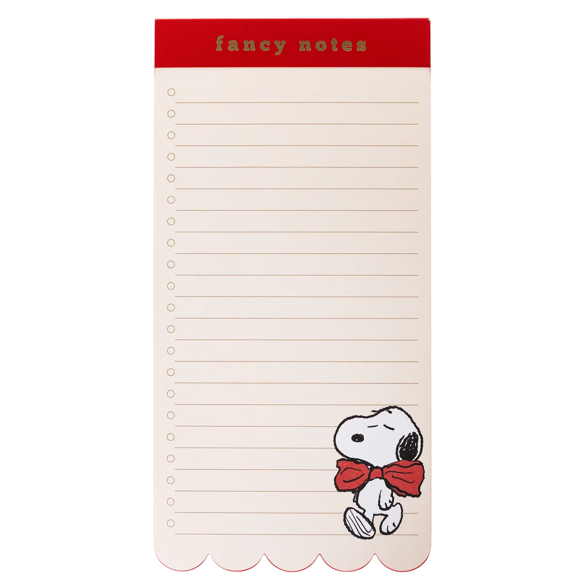 Peanuts® Scallop list Pad on white background
