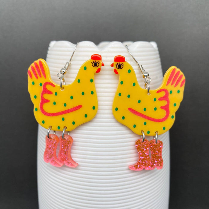 Acrylic Cock Dangle Earrings - YK