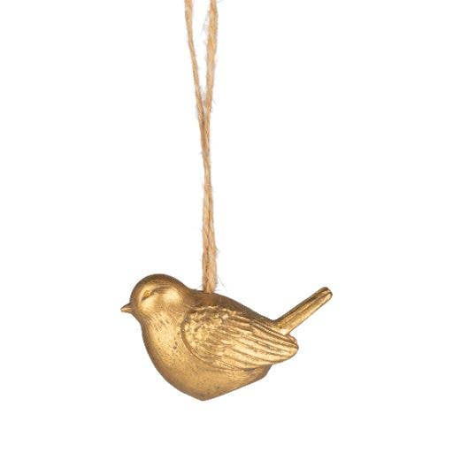 A25042:Antique gold resin bird ornament, 1.5 in