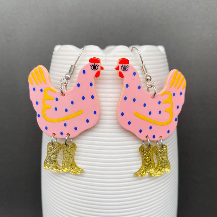 Acrylic Cock Dangle Earrings - YK