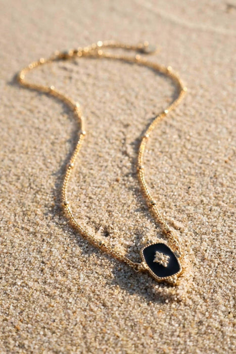Luxe Gold Necklace with Black & Gold Pendant