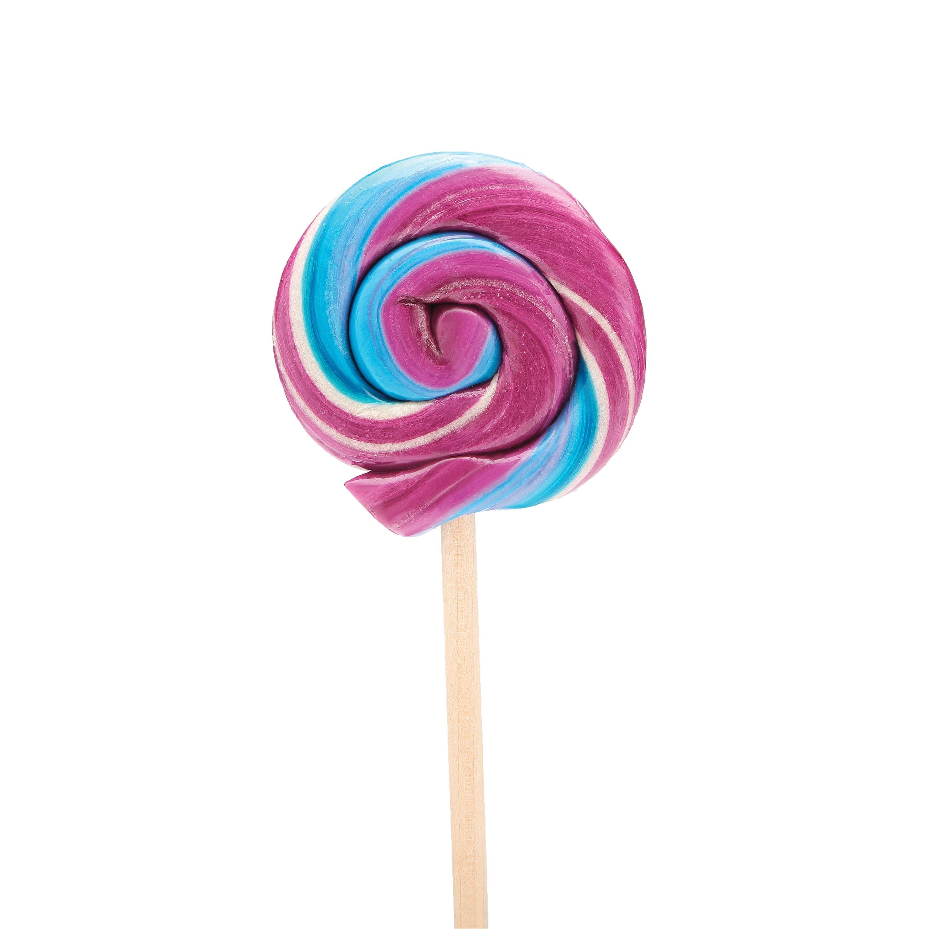 Colorful swirled lollipop on a white background
