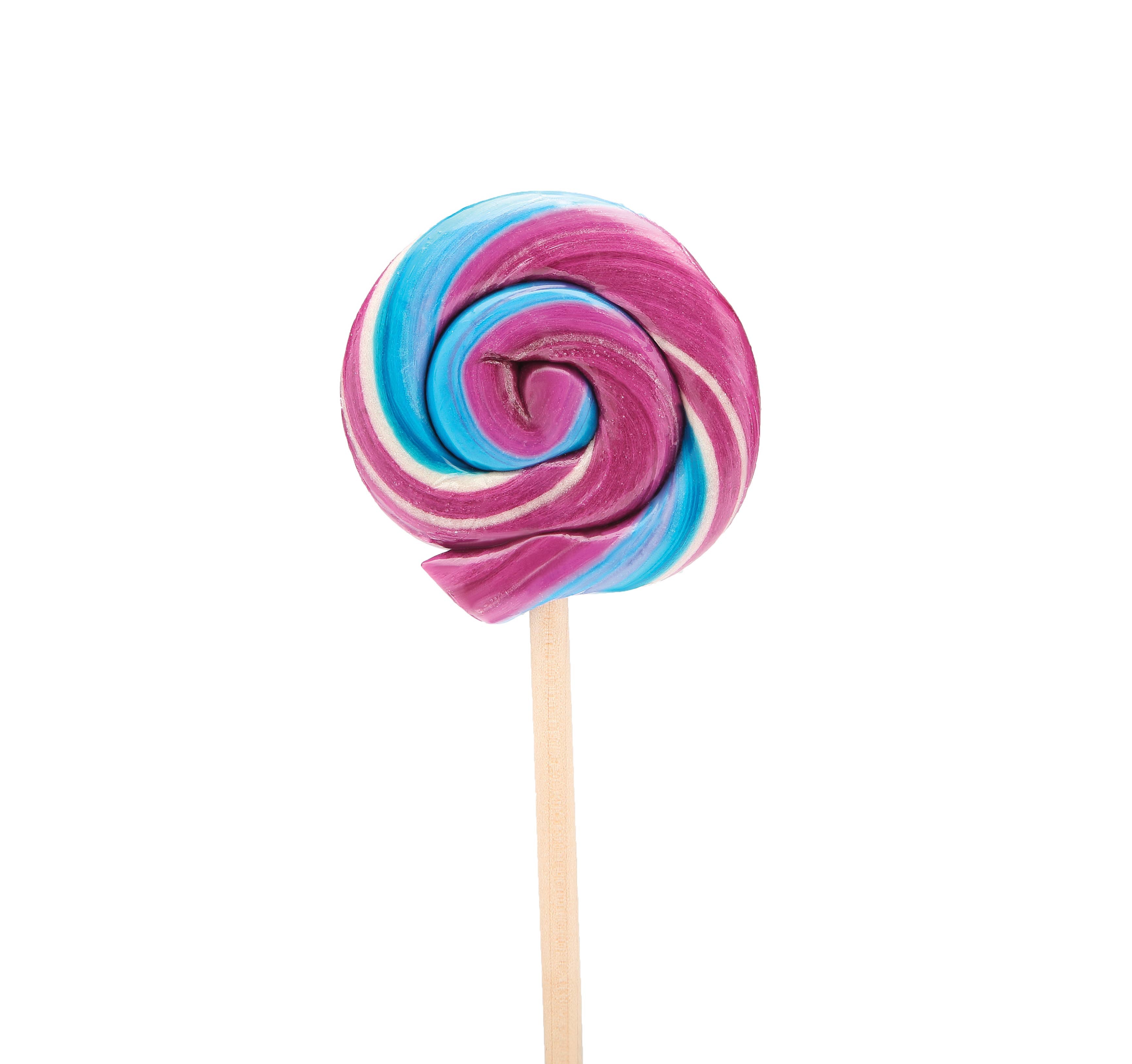 Colorful swirled lollipop on a white background