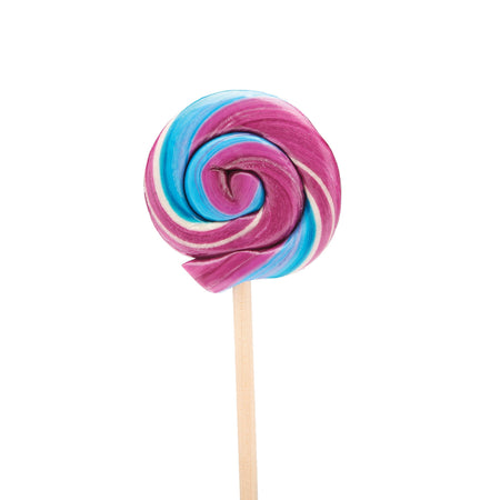 Colorful swirled lollipop on a white background