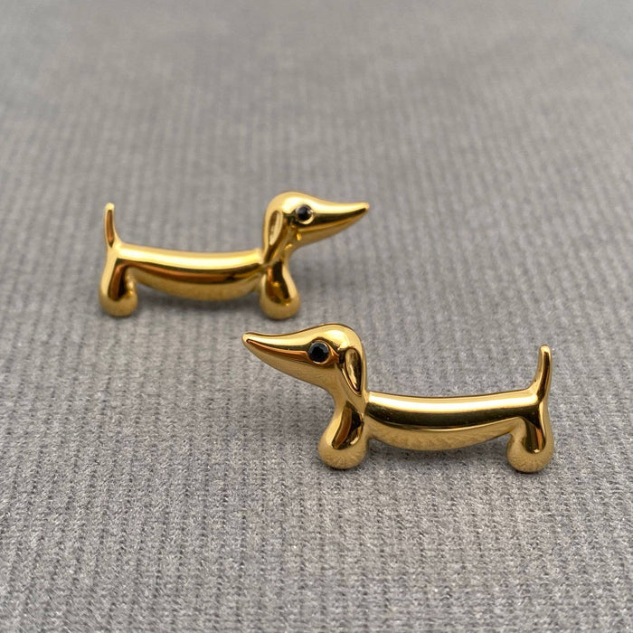 Dachshund 18K Gold Plated Stainless Steel Ear Studs - FGS
