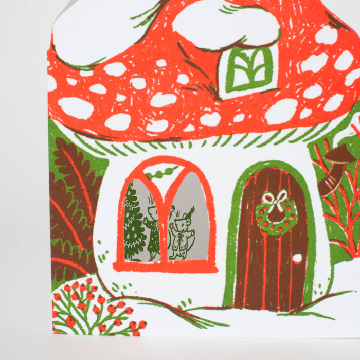 Merry Mushroom House Letterpress Card