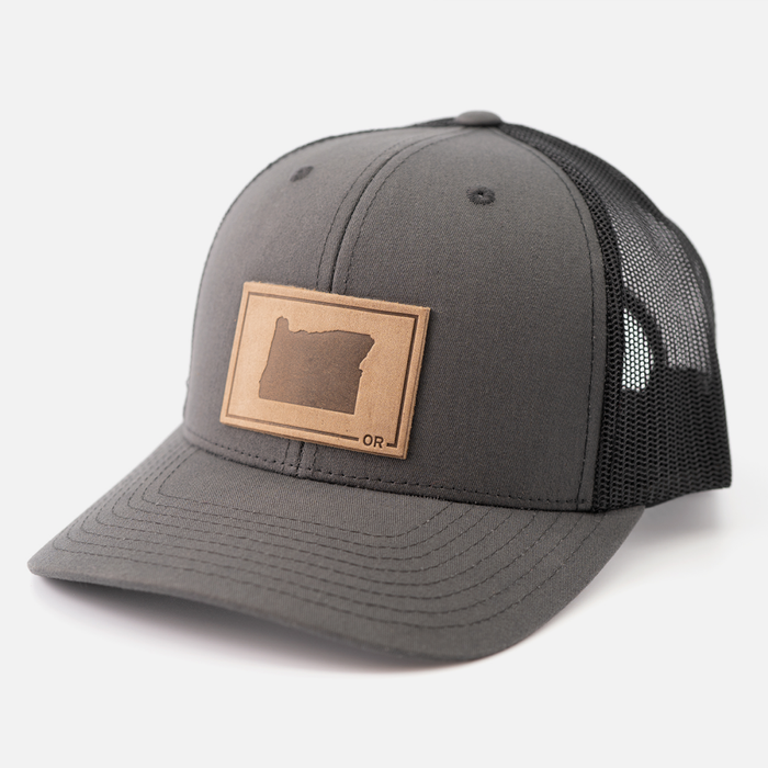 Oregon Silhouette Hat | Leather Patch Trucker Hat