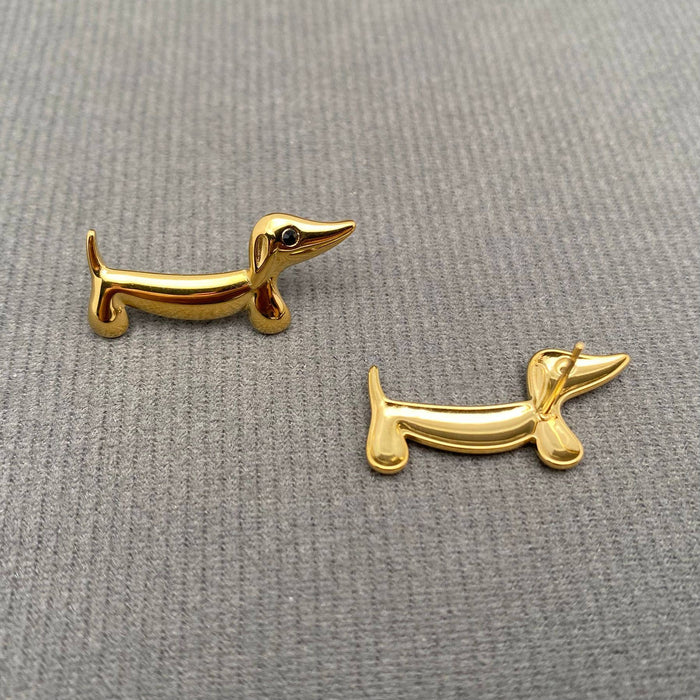Dachshund 18K Gold Plated Stainless Steel Ear Studs - FGS