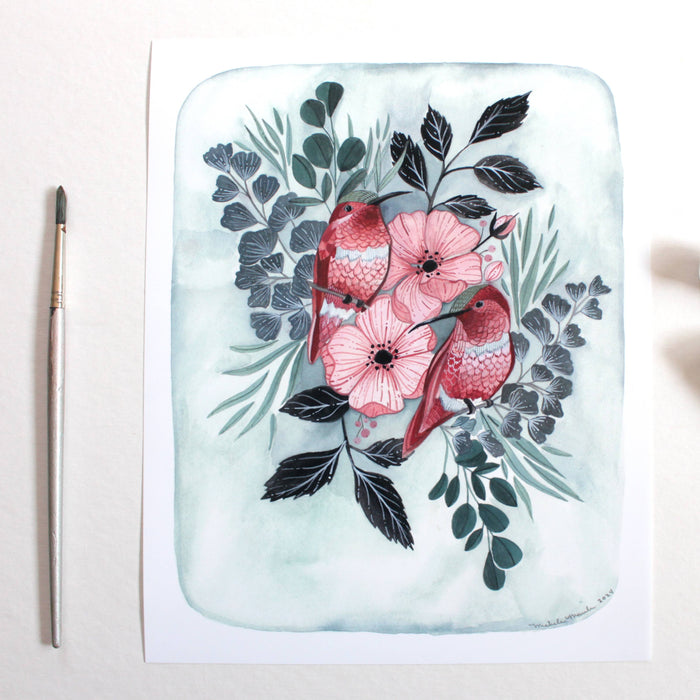 8 x 10" Hummingbird Illustration Print