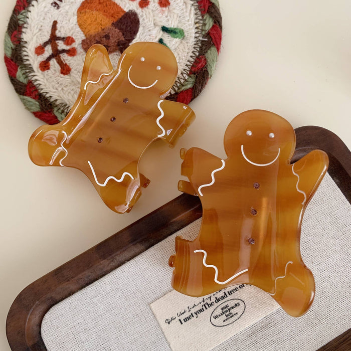 Christmas Gingerbread Man Acetate Hair Claw Accessory