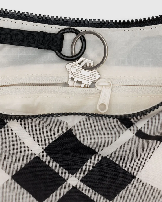 Medium Nylon Crescent Bag - Mixed Plaid