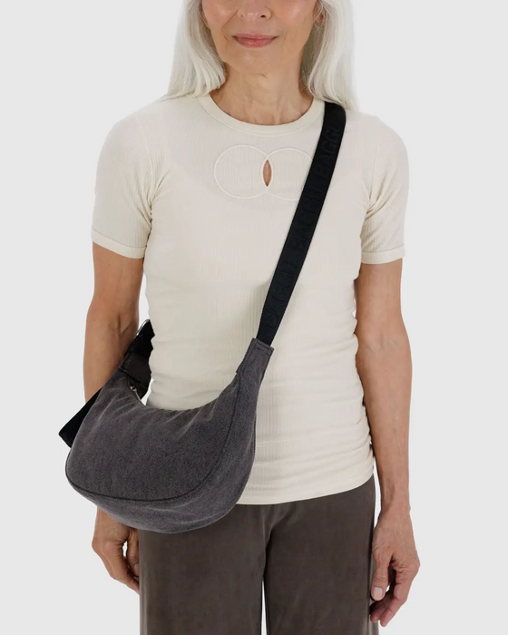 Small Crescent Bag - Washed Black Denim