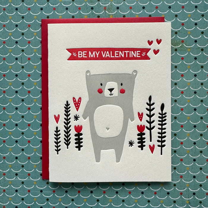 Valentine Bear - letterpress card