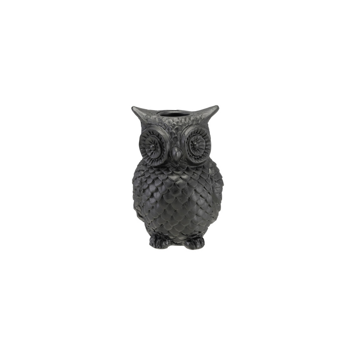 Resin Owl Shaped Taper Holder, Black