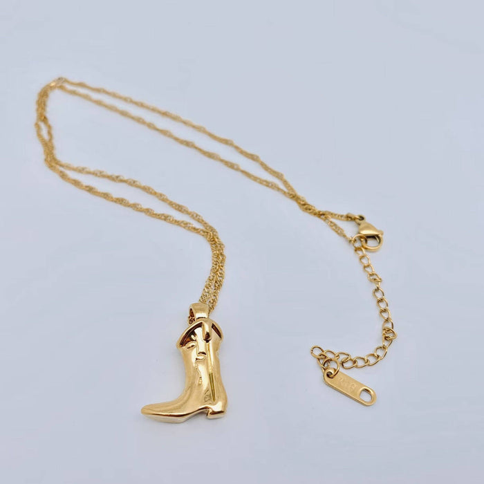 Western Cowgirl Boot Charm Necklace