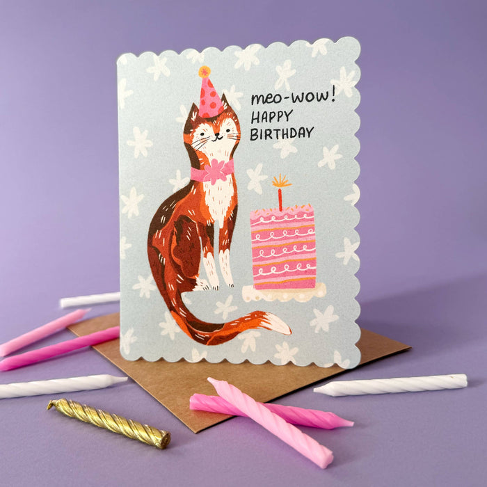 Meo-Wow Cute Cat Birthday Cat Card