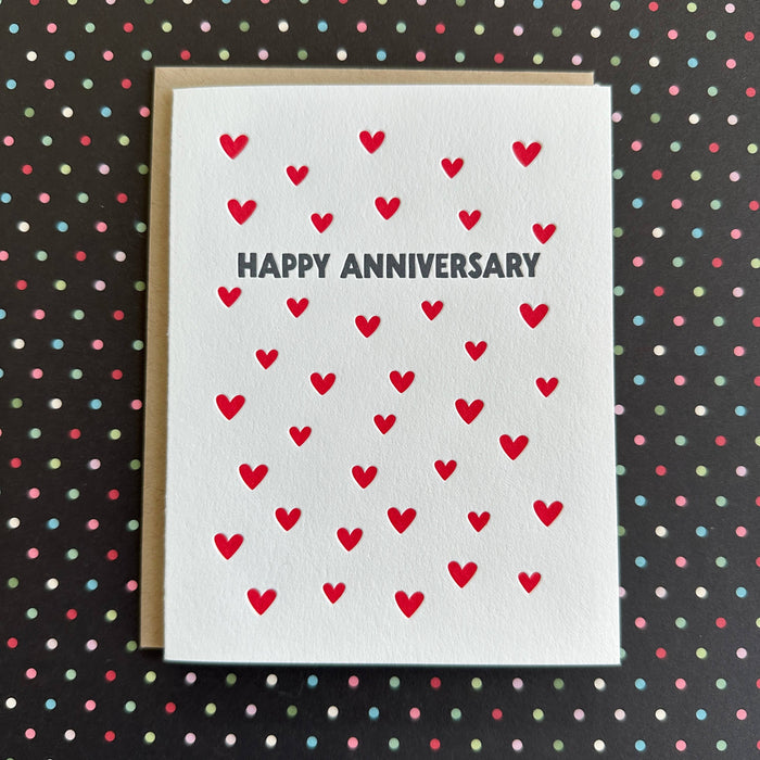 Anniversary Hearts Letterpress Card