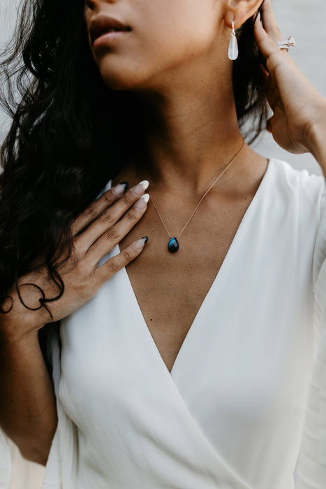 Labradorite Faceted Teardrop Necklace