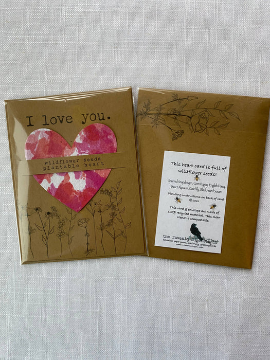 Seed Heart Card "I love you” Plantable Eco Valentine