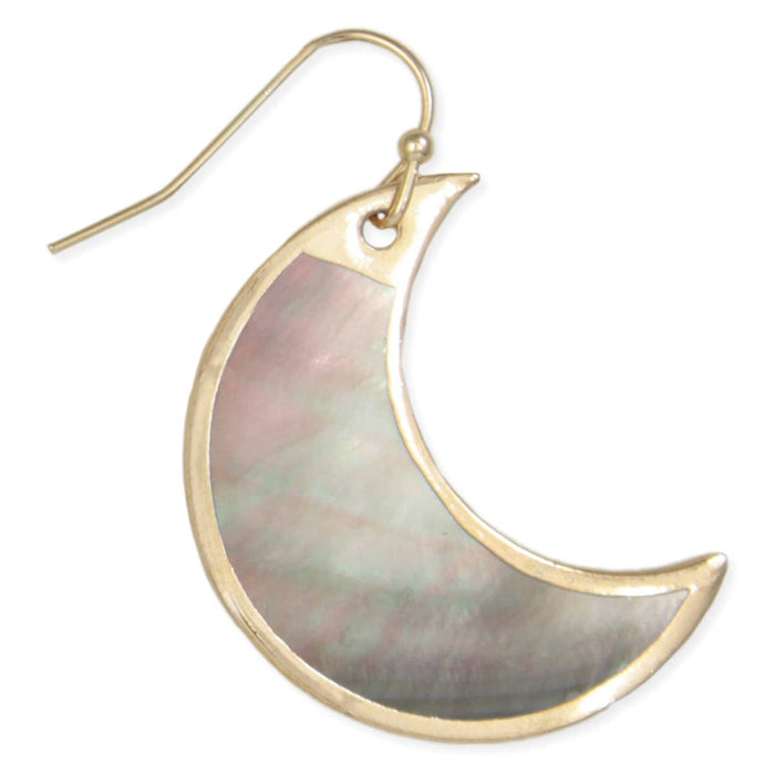 Coastal Nights Shell Gold Cresent Moon Earrings
