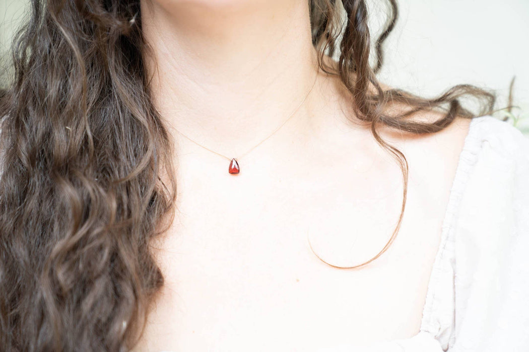 Garnet Trillion Cord Necklace