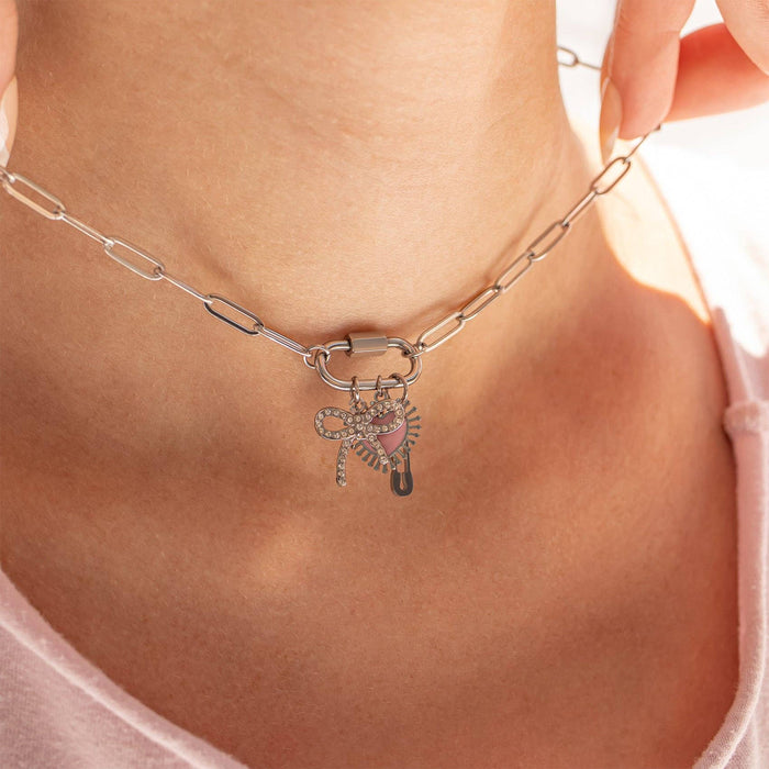 18K Gold PVD Paperclip Carabiner Necklace