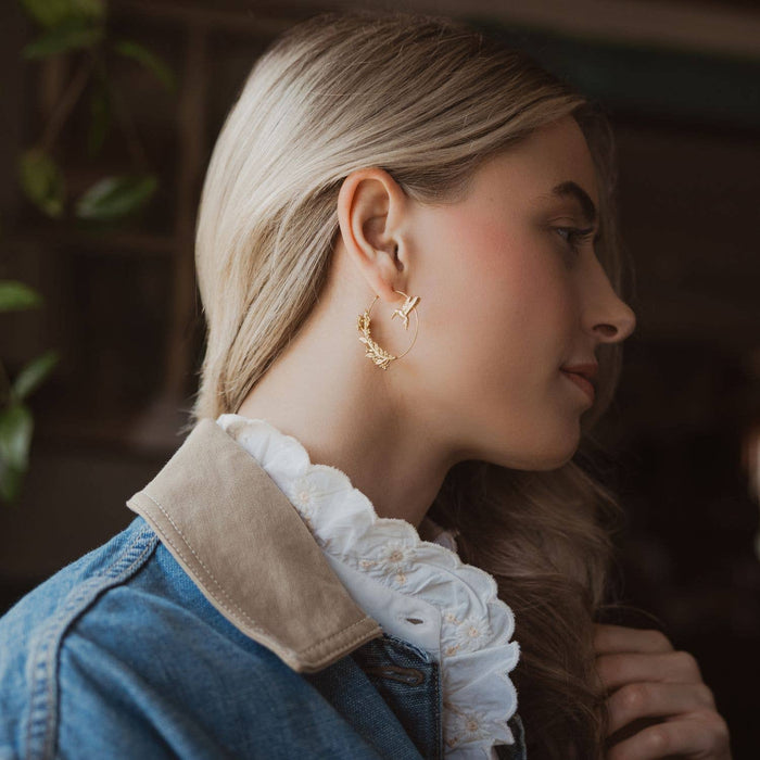 Refined Icon Earring - Hummingbird Hoop/Silver