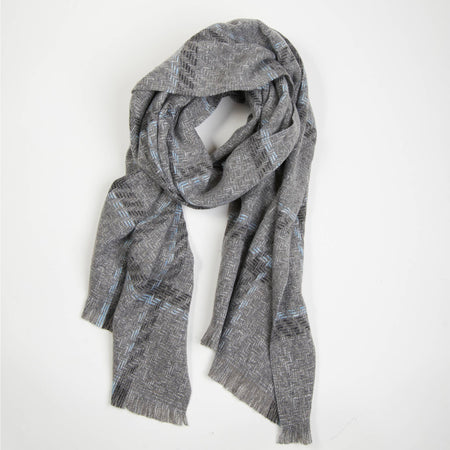 Gray patterned scarf on a white background