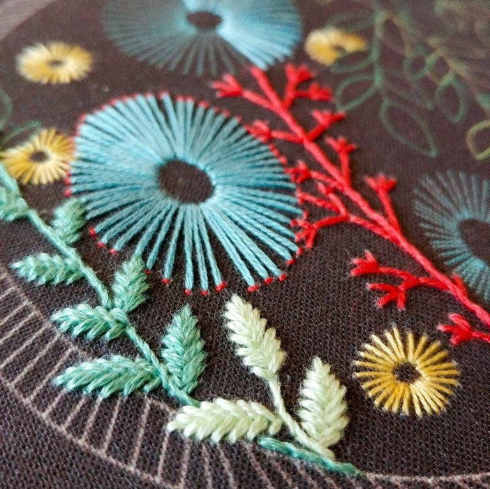 Night garden embroidery kit