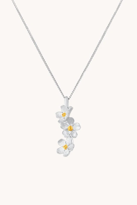 Floral Silver Necklace Cherry Cascade -Gift for Her