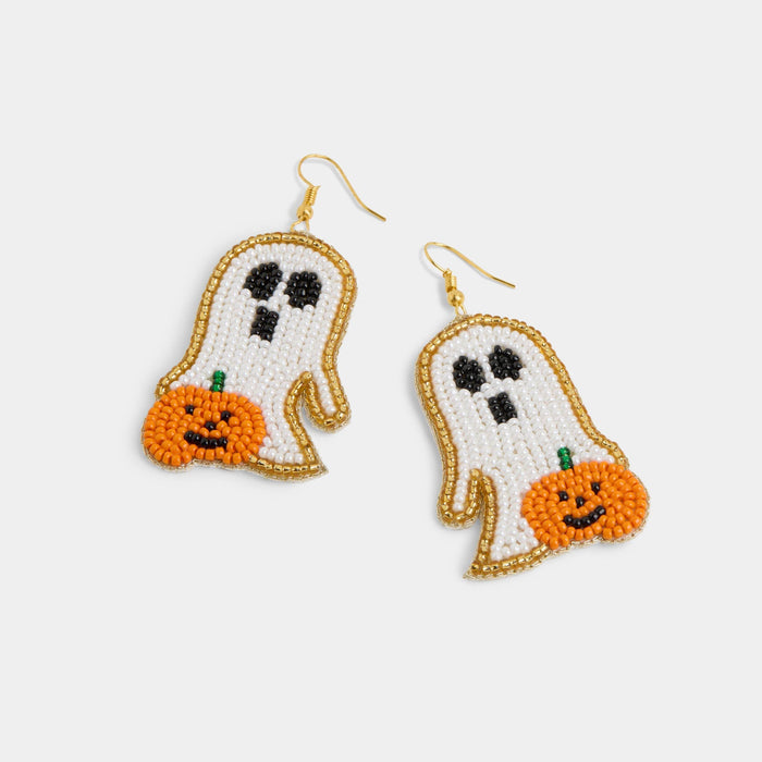 Beaded Festive Ghost Earring - Halloween