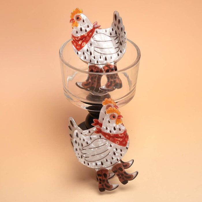 Fun Western Cowboy Bandana & Boots Chicken Hair Claw Clip