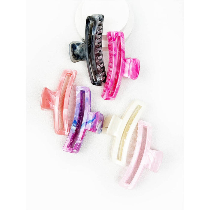 Marbled Minimal Rectangle Hair Claw Clip