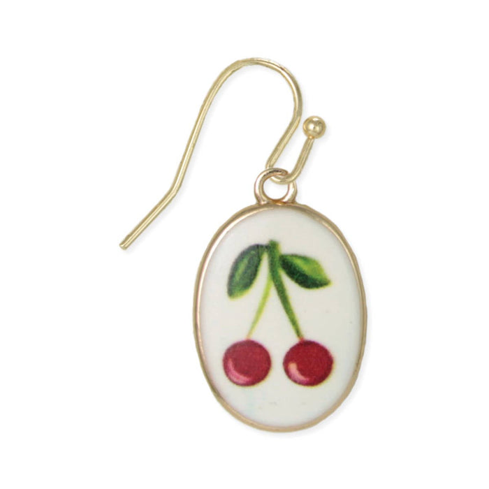 Earring with cherry design on a white background