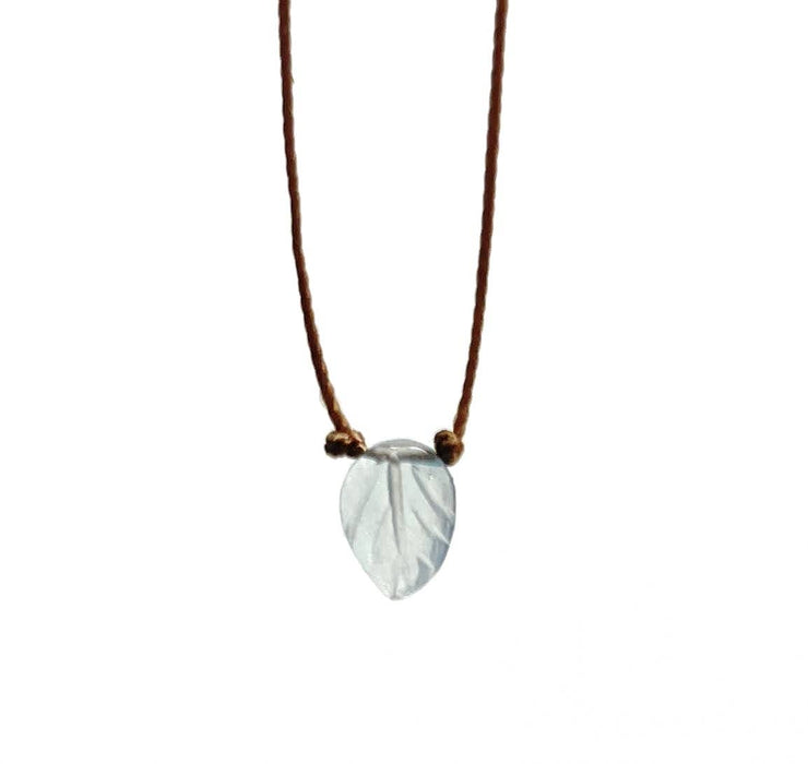 Aquamarine Carved Leaf Necklace