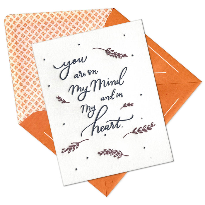 On My Mind and In My Heart Letterpress Sympathy Card