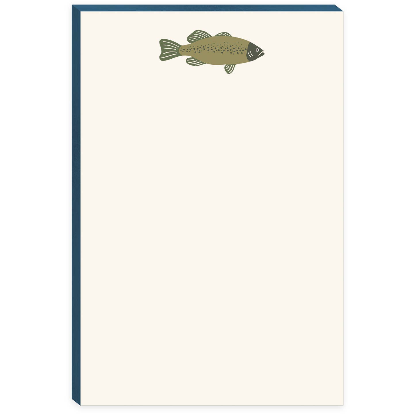 Notepad with a fish illustration on a white background