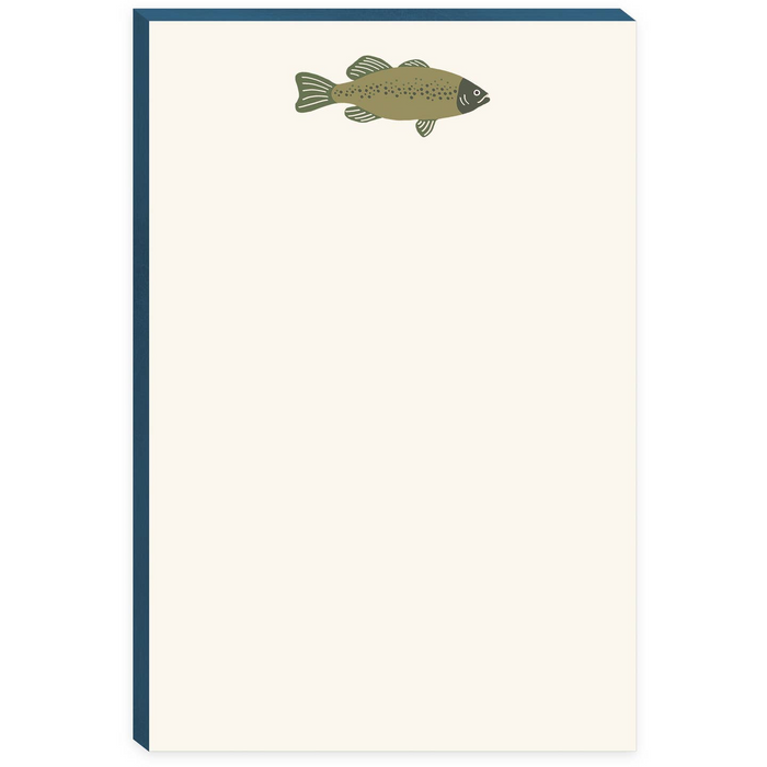Notepad with a fish illustration on a white background